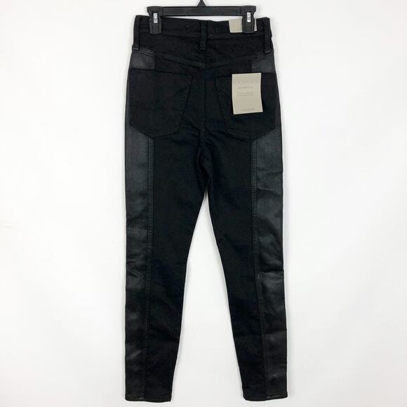 Hudson Womens Centerfold Skinny Jeans 26 US 2 Black High Rise Ankle Coated NWT - Picture 6 of 12
